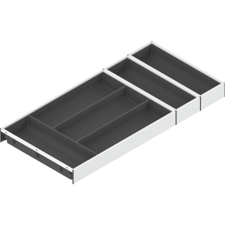 AMBIA-LINE Organizator pt tacamuri, pt LEGRABOX/MERIVOBOX Sertar, Plastic/otel, 6 Compartimente pt tacamuri, NL=650 mm, Latime=300 mm, alb-matase/gri-orion