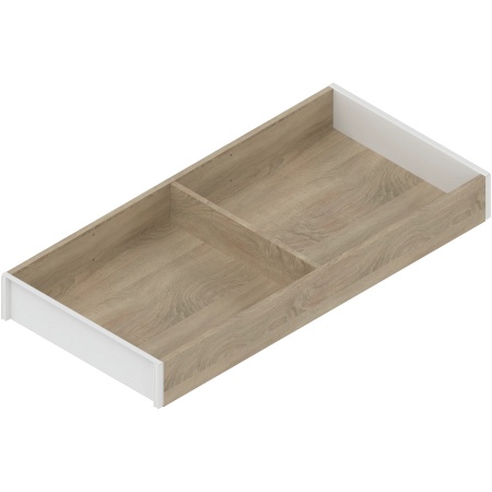 AMBIA-LINE Rama, pt LEGRABOX/MERIVOBOX Sertar, Design de lemn, NL=450 mm, Latime=200 mm, Stejar Bard./alb-matase