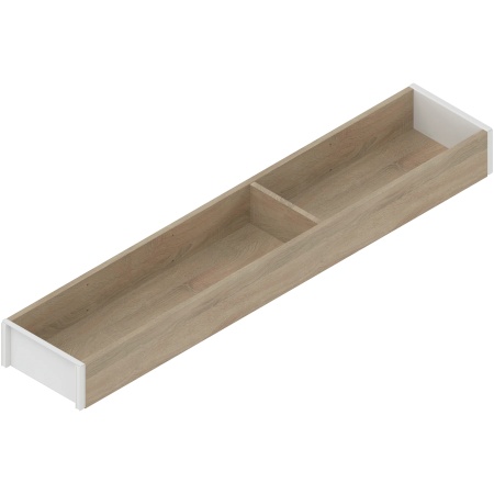 AMBIA-LINE Rama, pt LEGRABOX/MERIVOBOX Sertar, Design de lemn, NL=550 mm, Latime=100 mm, Stejar Bard./alb-matase