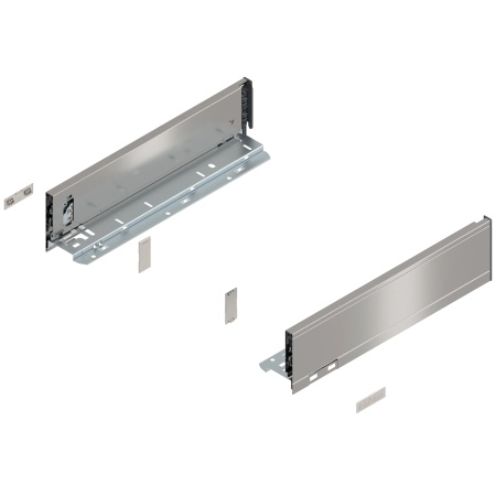 Laterala sertar LEGRABOX M 90.5 mm, NL=350 mm, dr+stg, pure, inox periat-lacuit