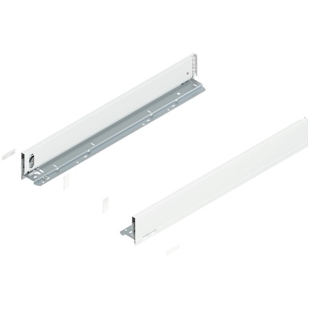 Laterala sertar LEGRABOX M 90.5 mm, NL=650 mm, dr+stg, pure, alb-matase mat