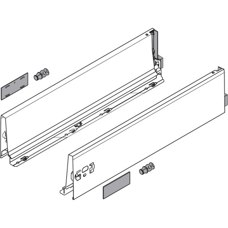Laterala sertar TANDEMBOX K 600 mm, dr+stg, pentru TANDEMBOX antaro, alb sidefat