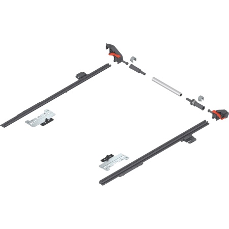 Mecanism stabilizare laterala MERIVOBOX, NL=400mm, KB=1400mm, extensie totala, gri inchis R7037