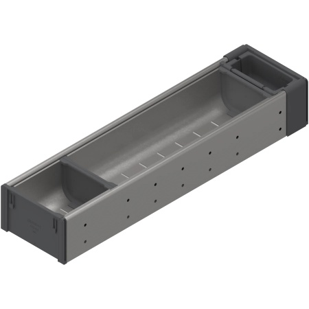 ORGA-LINE, Set casete sertar lemn, NL=450mm, latime=108mm inox-periat/gri inchis (ocupare partiala)