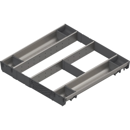 ORGA-LINE, Set combinat (ocupare completa) TANDEMBOX, NL=550mm, KB=600 Inox periat/gri inchis