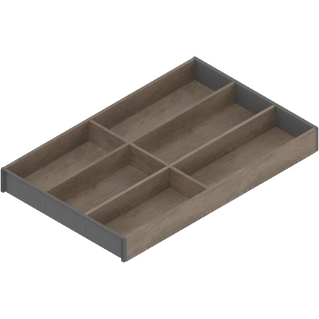AMBIA-LINE Organizator pt tacamuri, pt LEGRABOX/MERIVOBOX Sertar, Design de lemn, 6 Compartimente pt tacamuri, NL=500 mm, Latime=300 mm, Stejar Nebr./gri-orion