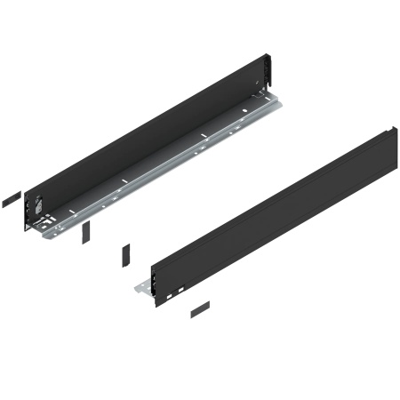 Laterala sertar LEGRABOX M 90.5 mm, NL=650 mm, dr+stg, pure, negru-carbon mat