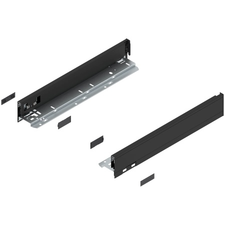 Laterala sertar LEGRABOX N 66.5 mm, NL=400 mm, dr+stg, pure, negru-carbon mat
