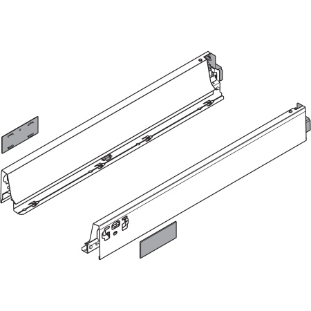 Laterala sertar TANDEMBOX N 68 mm, 400 mm, dr+stg, pentru TANDEMBOX intivo/antaro, gri aluminiu