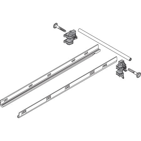 Mecanism stabilizare laterala TANDEMBOX, NL=450mm, KB=1200mm, extensie totala, extragere front inalt, gri inchis R7037