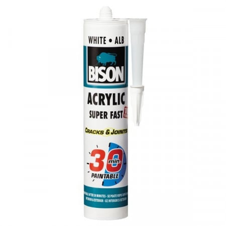 Etansant BISON 300ml acrilic - alb ultra rapid 30min