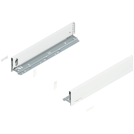 Laterala de sertar LEGRABOX, Inaltime M (90.5 mm), NL=450 mm, dreapta+stanga, pentru LEGRABOX pure, alb-matase