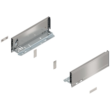 Laterala sertar LEGRABOX M 90.5 mm, NL=270 mm, dr+stg, pure, inox periat-lacuit