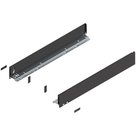 Laterala sertar LEGRABOX M 90.5 mm, NL=650 mm, dr+stg, pure, negru-terra mat