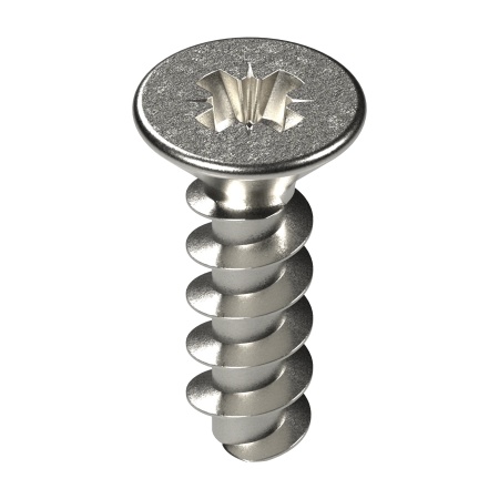 Surub fixare plastic cap inecat Ø3,8 mm lungime filet 8,9 mm nichelat