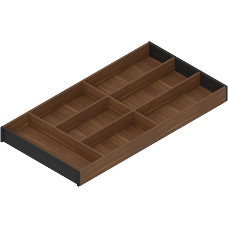 AMBIA-LINE Organizator pt tacamuri, pt LEGRABOX/MERIVOBOX Sertar, Design de lemn, 7 Compartimente pt tacamuri, NL=600 mm, Latime=300 mm, Nuc Tenn. / negru-carbon