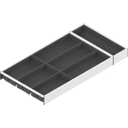 AMBIA-LINE Organizator pt tacamuri, pt LEGRABOX/MERIVOBOX Sertar, Plastic/otel, 7 Compartimente pt tacamuri, NL=600 mm, Latime=300 mm, alb-matase/gri-orion