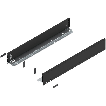 Laterala sertar LEGRABOX M 90.5 mm, NL=600 mm, dr+stg, pure, negru-carbon mat