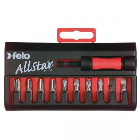 Set 10 biti FELO AllStar + Adaptor (2 drepti, PZ2, PZ3, PH2, PH3) 020 901 16