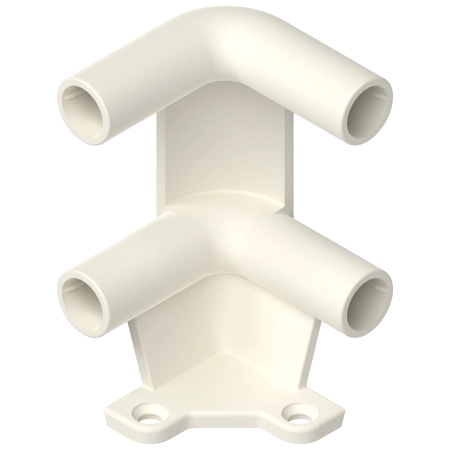 Suport de colt pt polita glisanta pentru doua bare, albcrem RAL 9001