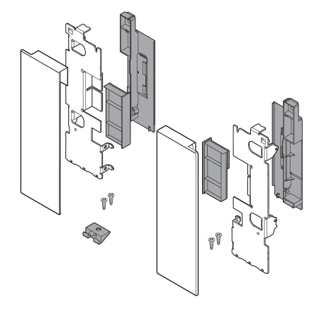 Suport front LEGRABOX inaltime C pentru extragere interioara cu element inserție, stanga/dreapta, inox periat-lacuit