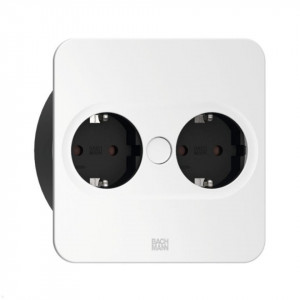 Priza TWIST 2, rectangulara, 2xSchuko, cordon 2ml, alb RAL9010