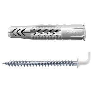 Diblu plastic cu carlig Fischer UX 8x50 mm, cu guler rotunjit, pachet 2 buc