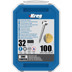 Holtsuruburi KREG® Pocket-Hole, zincate, 32mm, filet fin, cap plat cilndric - 100 bucati