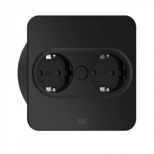 Priza TWIST 2, rectangulara, 2xSchuko, cordon 2ml, negru RAL9005