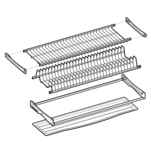 Scurgator vase 60 cm, sliver, 2 nivele, cu cadru otel tratat