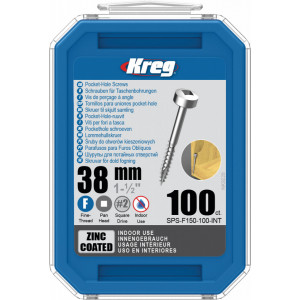 Holtsuruburi KREG® Pocket-Hole, zincate, 38mm, filet fin, cap plat cilndric - 100 bucati
