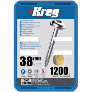 Holtsuruburi KREG® Pocket-Hole, zincate, 38mm, filet fin, cap bombat, Maxi-Loc - 1200 bucati