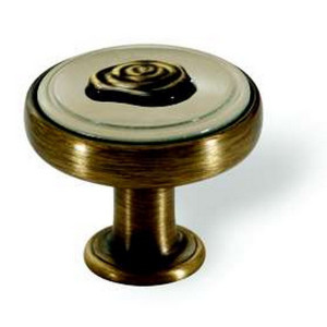 Buton metalic SIRO 1896 - bronz antic bej cu ornament