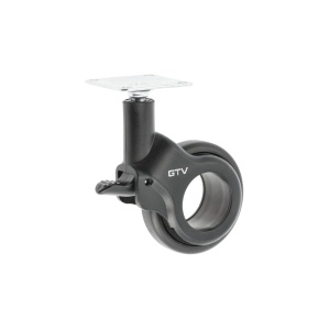 Rotila GTV STRADA, D60 mm, H 92.5mm, cu frana, plastic+otel, negru