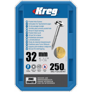 Holtsuruburi KREG® Pocket-Hole, zincate, 32mm, filet fin, cap bombat, Maxi-Loc, 250 bucati