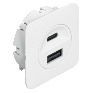 Incarcator Hafele Loox5 cu conector USB-A / USB-C, sistem alimentare 12 V, putere 14 W alb