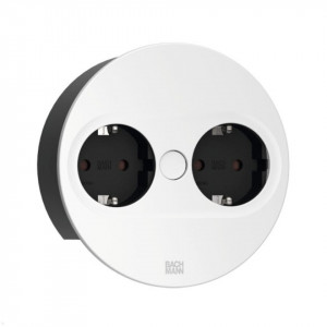Priza TWIST 2, rotunda, 2xSchuko, cordon 2ml, Alb RAL9010