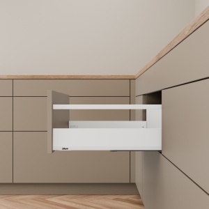Pachet Blum MERIVOBOX E cu lonjeron, 500 mm, alb-matase mat, BLUMOTION 70 kg