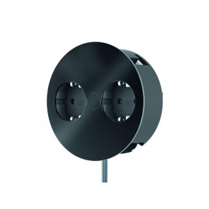 Priza TWIST, rotunda, 2xSchuko Negru semi-mat + stecher