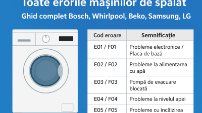 Coduri de eroare mașini de spălat – Bosch, Whirlpool, Beko, Samsung, LG