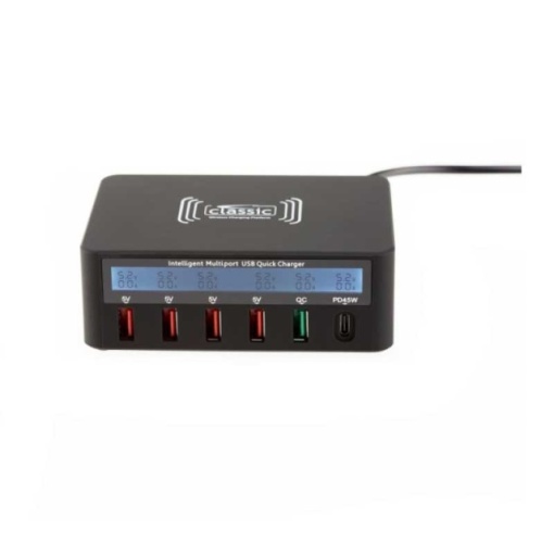 Incarcator Multiport-USB cu USB-A, USB-C PD, Quick Charge, Qi Charge