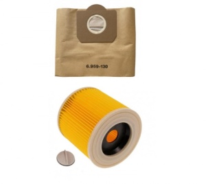 Set filtru cartuș cu dop și 10 saci aspirator Kärcher Echivalent 6.414-552.0