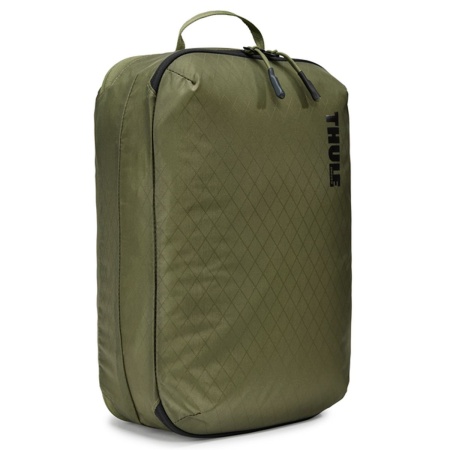 Saculet de depozitare cu 2 compartimente, Thule, Compression Packing Cube mediu, Kaki