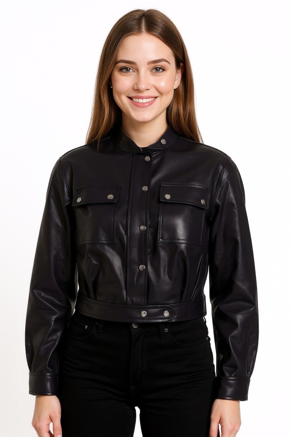 Geaca Sweet Miss din Poliuretan pentru Femei HF-J172336_NEGRU