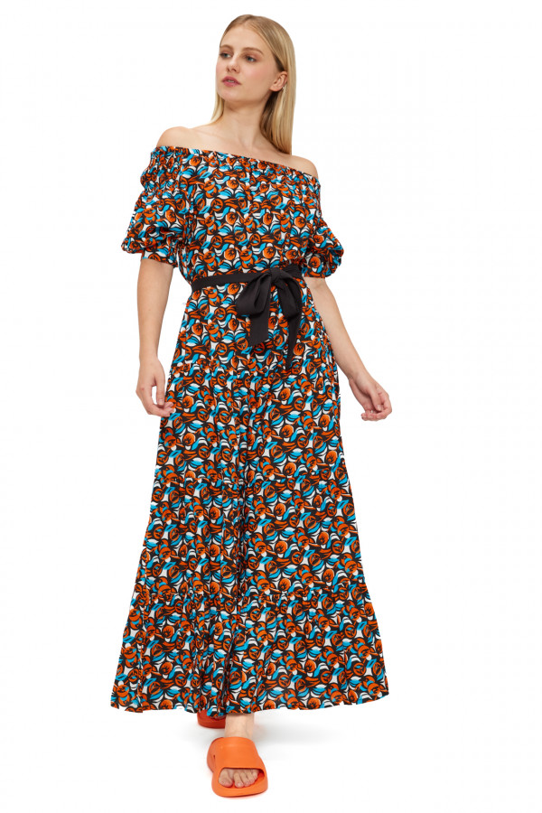 Rochie Mdm pentru Femei Printed Midi Dress With Contrast Belt 67505705_426