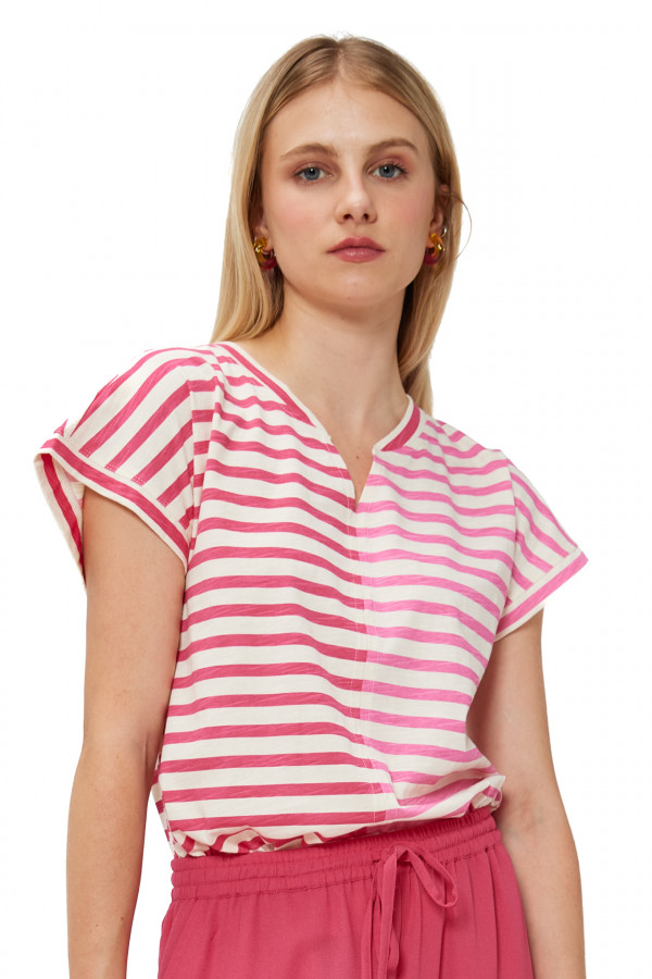 Tricou Mdm pentru Femei Half Front Two-Tone Striped T-Shirt 64208301_313