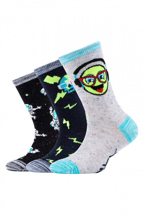Sosete Skechers pentru Copii 3Ppk Boys Casual Space And Smileys Socks SK41060_5801