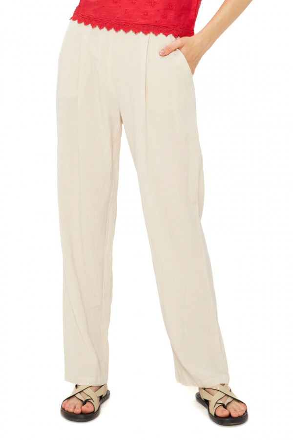 Pantalon casual Mdm pentru Femei Linen Pants With Elastic 67306808_100