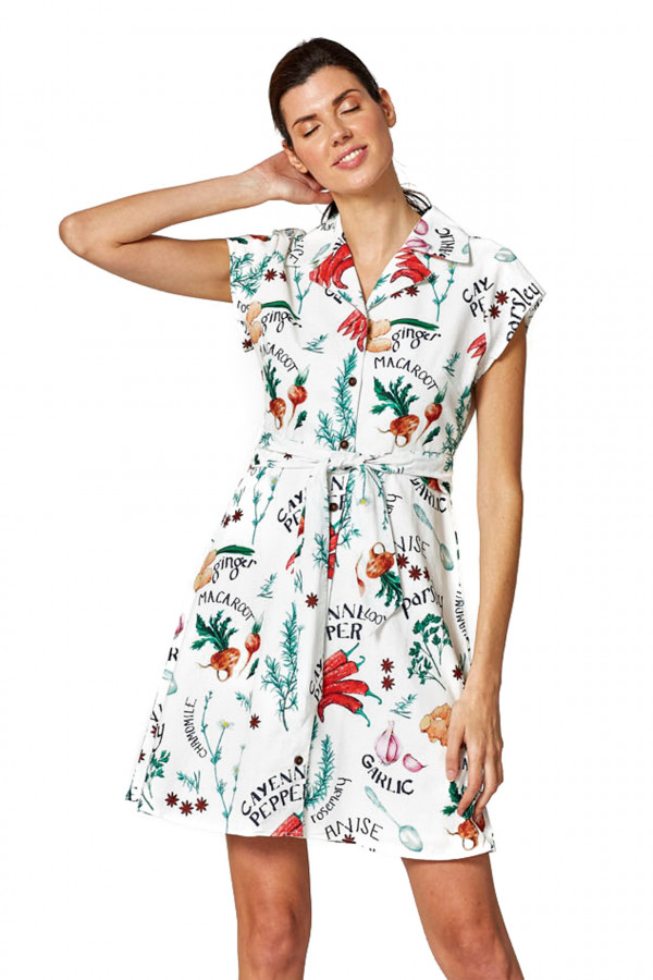 Rochie Mdm pentru Femei Linen Shirt Dress Produce Print 27560522_516