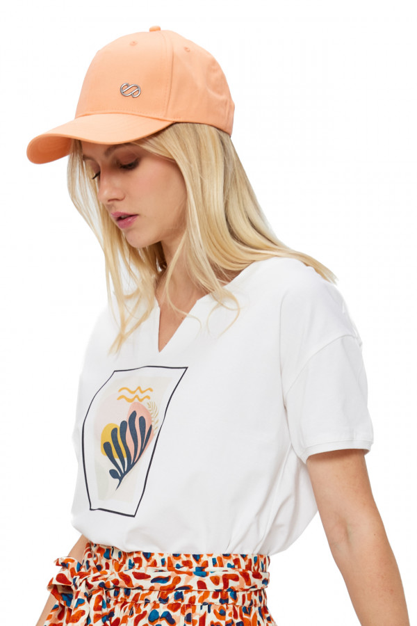 Tricou Mdm pentru Femei Coral Print Short Sleeve T-Shirt 64217108_100